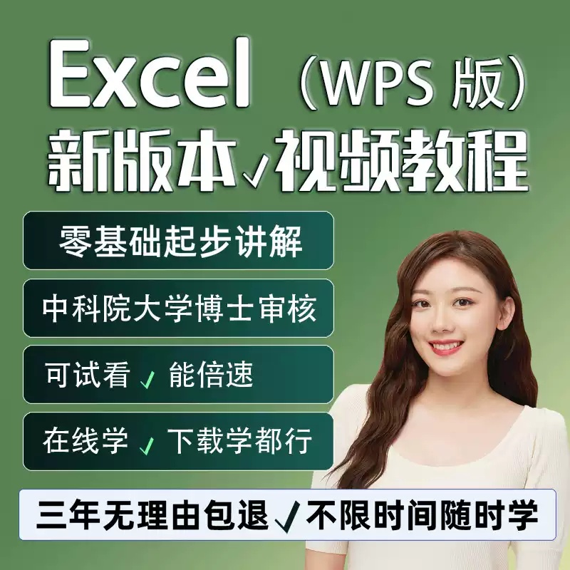 excel视频教程wps2024新版本表格制作软件课程办公自学入门高级