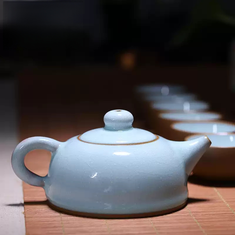 手工传统家用简约钧瓷茶具套装半月壶功夫茶具办公室和壶